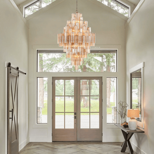 GEMMA Tall Glass Tube Chandelier