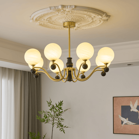 SFERA Walnut & Glass Globe Chandelier