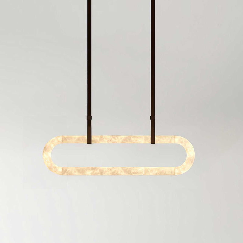 CUOIO Alabaster & Leather LED Linear Chandelier