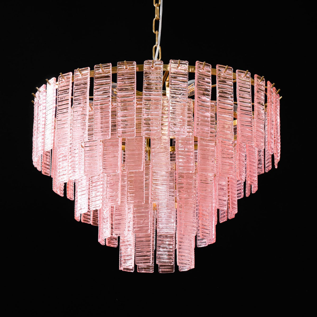 ROSATA Tiered Pink Glass Chandelier