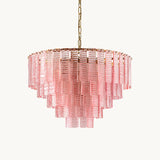 ROSATA Tiered Pink Glass Chandelier