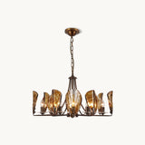 NAUTILO Bronze & Amber Glass Shell Chandelier