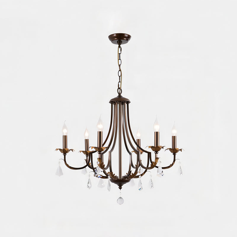 CASTELLO Antique Bronze Crystal Candle Chandelier