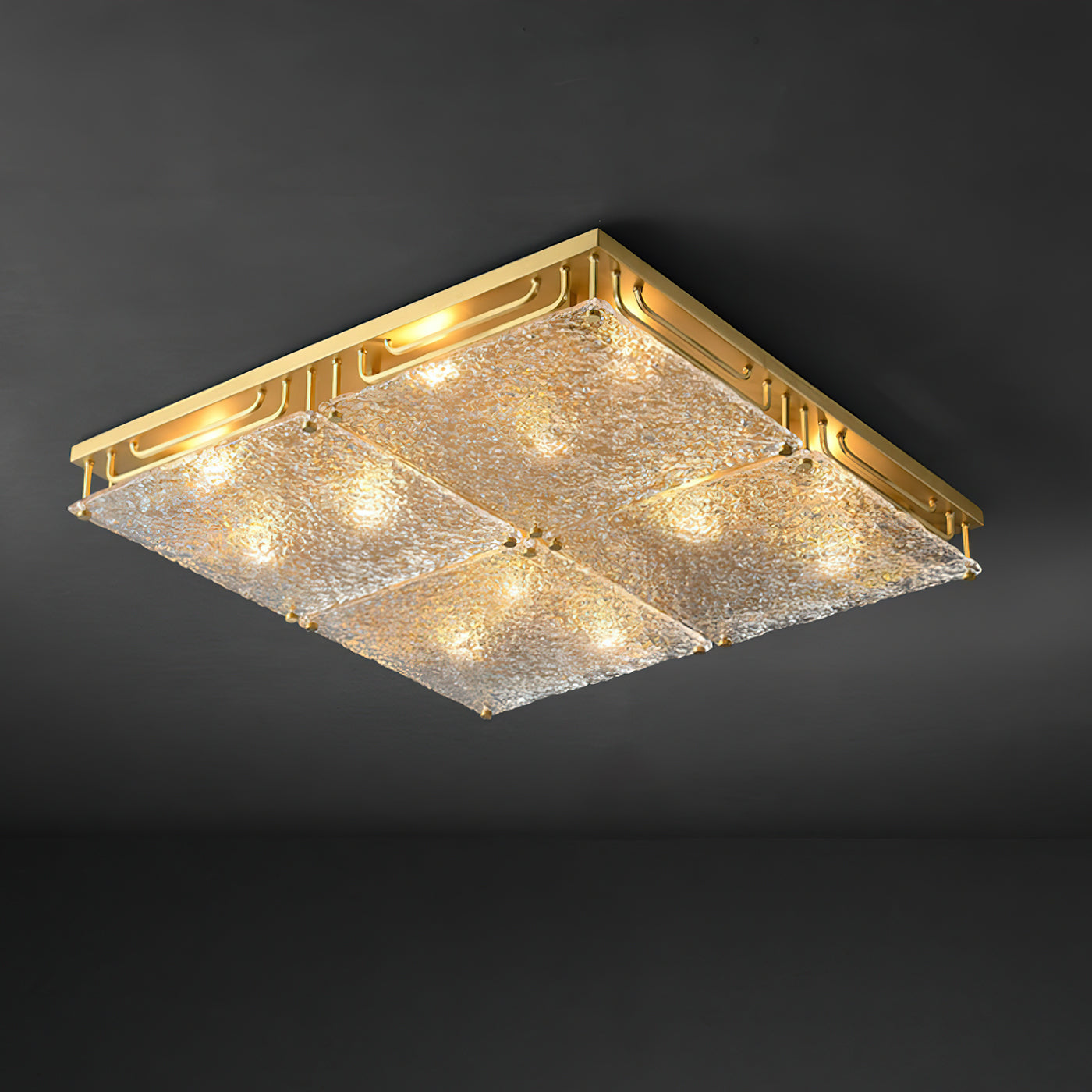 Celestine Brass Ripple Glass Ceiling Light