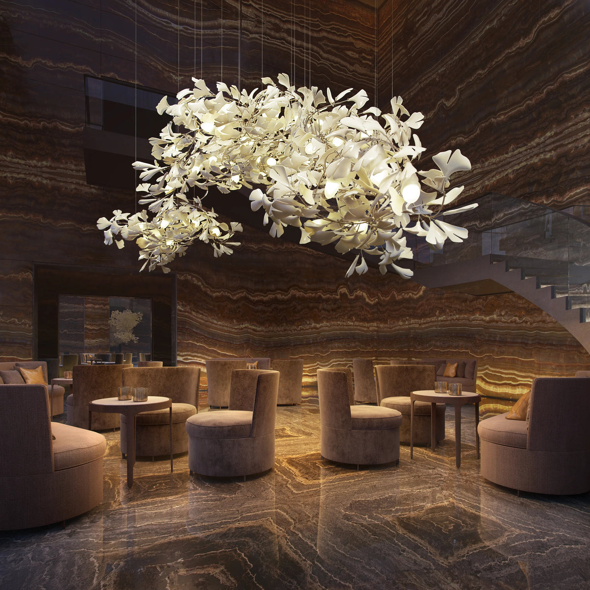 KYOMI Porcelain Ginkgo Leaf Cluster Chandelier