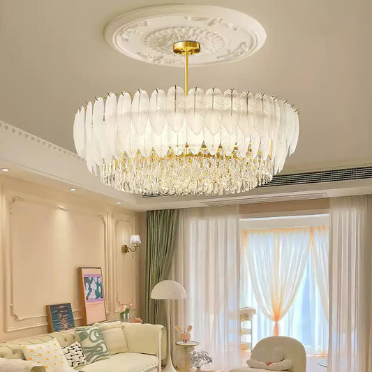 PIUMA White Feather Crystal Chandelier