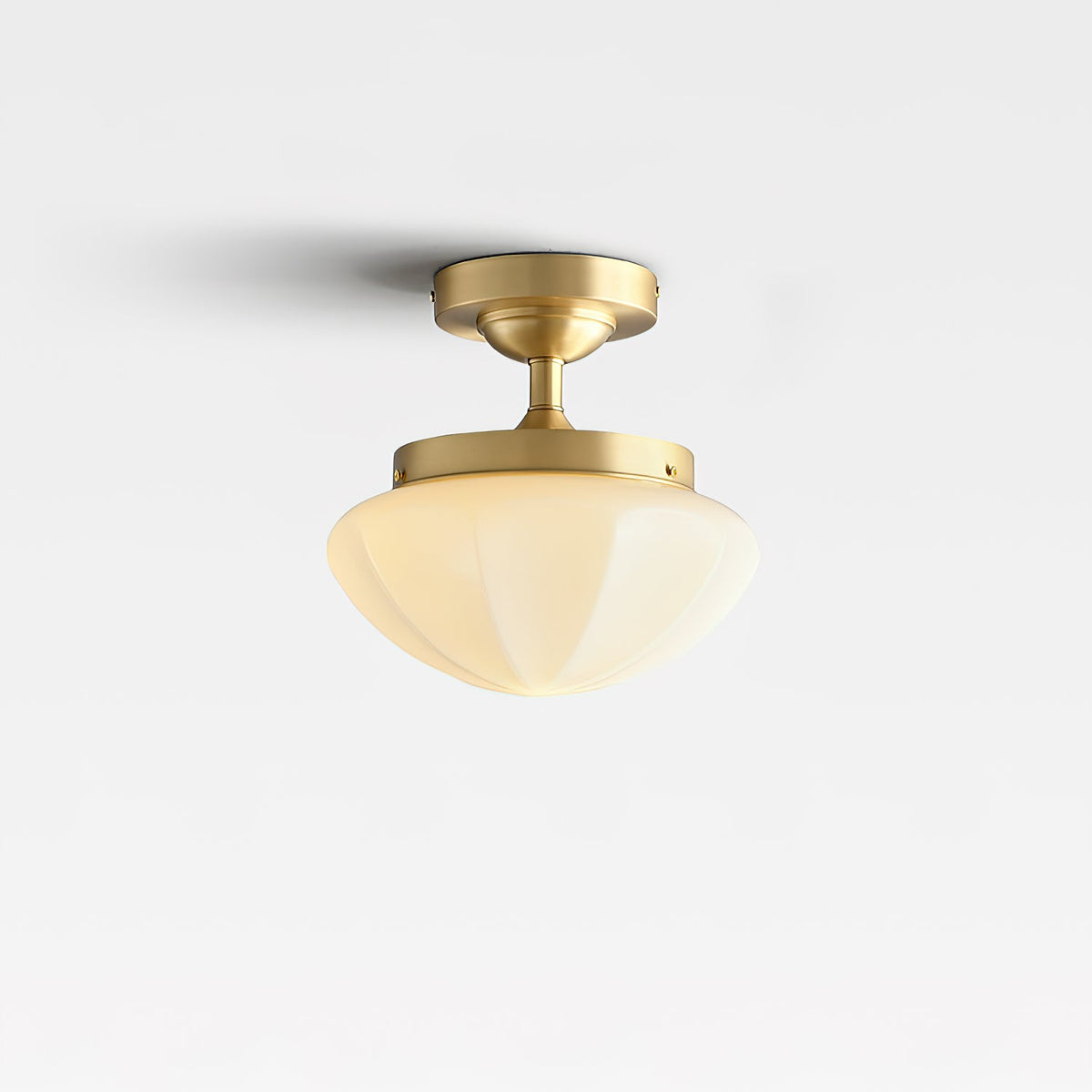 OPALINE Brass & Milk Glass Ceiling Light