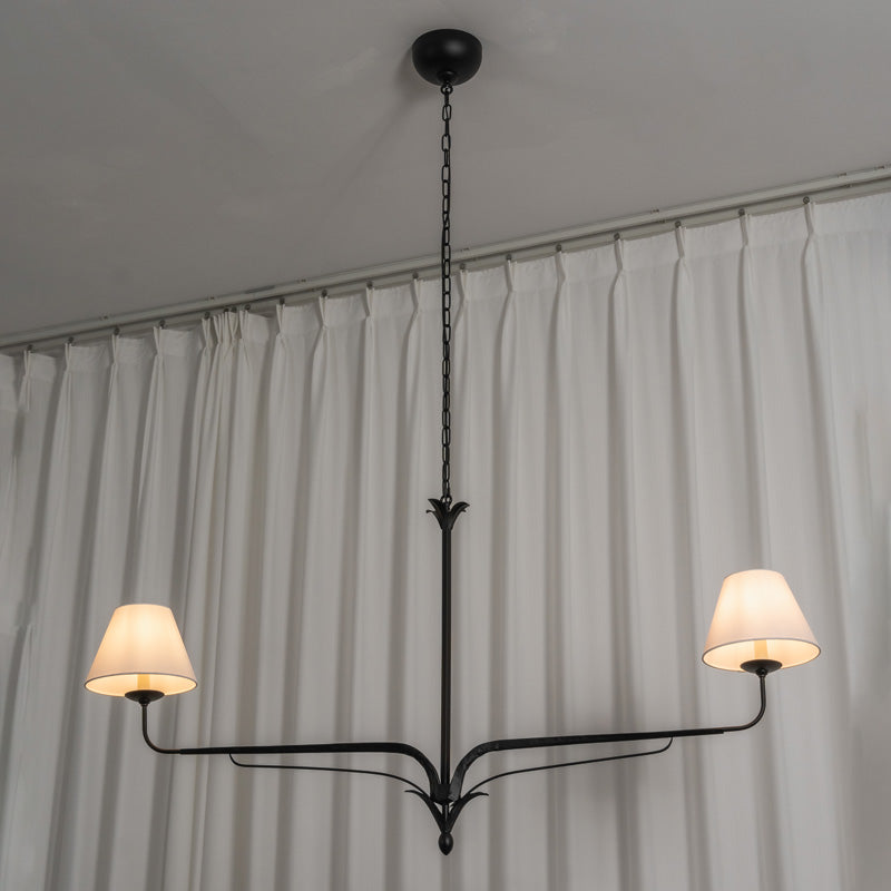 FUCINA Wrought Iron Linen Linear Chandelier