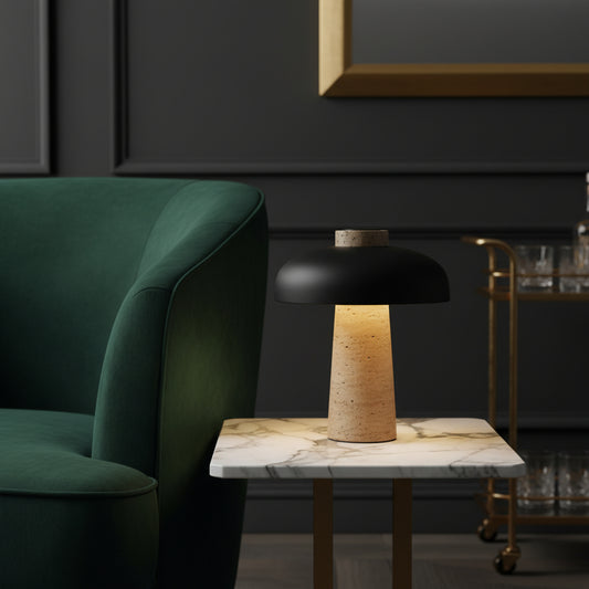 Travertine Halo Table Lamp