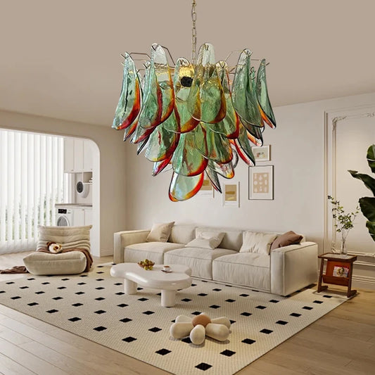 Aurora Leaf Art Glass Chandelier