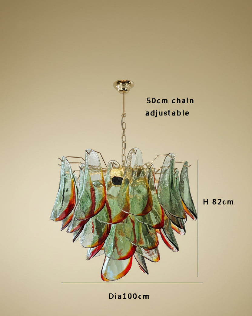 Aurora Leaf Art Glass Chandelier