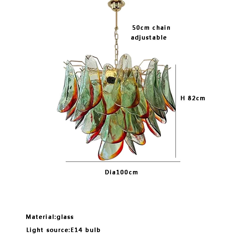 Aurora Leaf Art Glass Chandelier