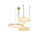 HEXELLA Tiered Hexagon Marble-Look Chandelier