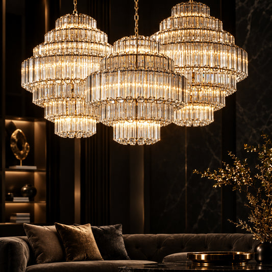 LUMIS Tiered Glass Cascade Chandelier