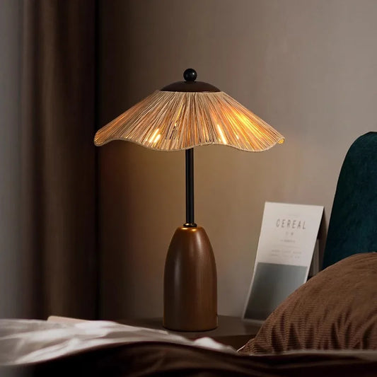 PAGLINA Wabi-Sabi Straw Dome Table Lamp