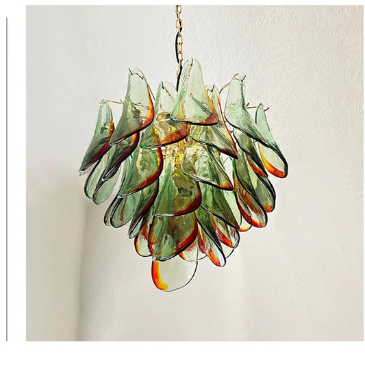 Aurora Leaf Art Glass Chandelier