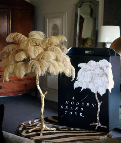 Ostrich Feather Brass Tabel Lamp