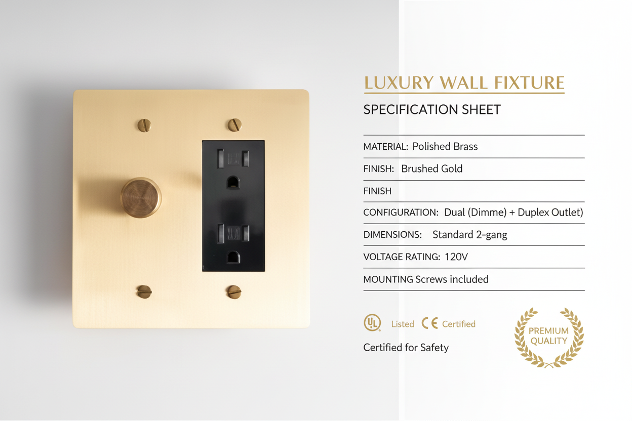 Solid Brass Light Switch 2-Gang