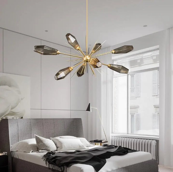 FUMELLA Smoky Glass Gold Chandelier