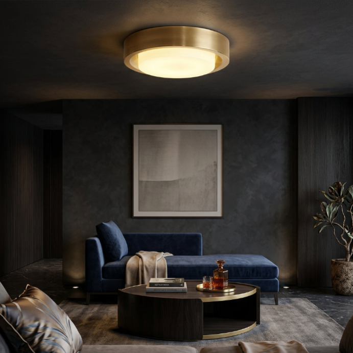 OTTAVIA Brass Halo Flush Mount Ceiling Light