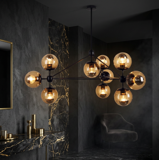PERLAGE Glass Globe Cluster Chandelier