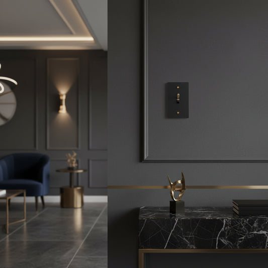 Black-Gold Brass Panel Plate Toggle