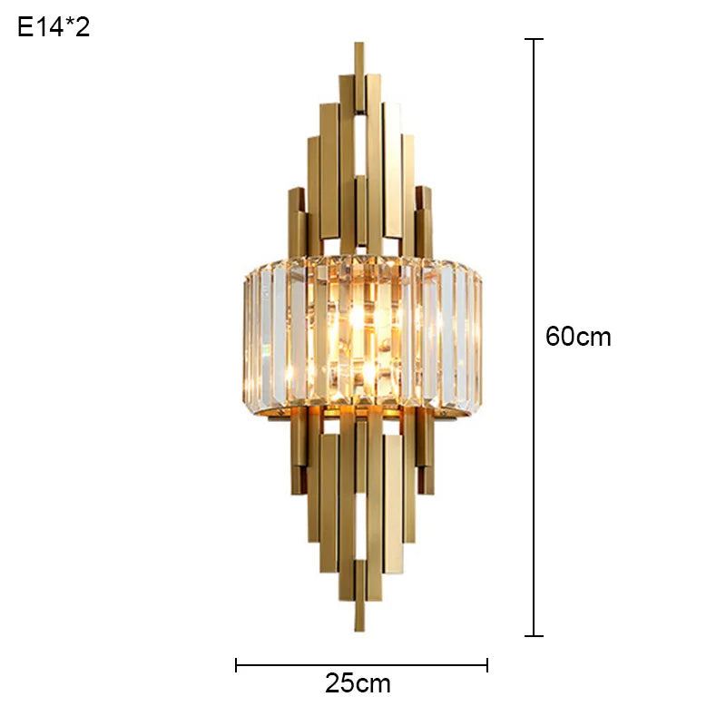 CRISTALLA Linear Crystal Gold Wall Sconce