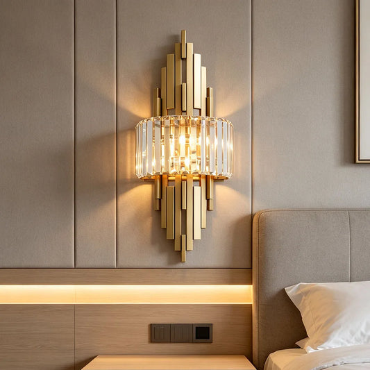 CRISTALLA Linear Crystal Gold Wall Sconce