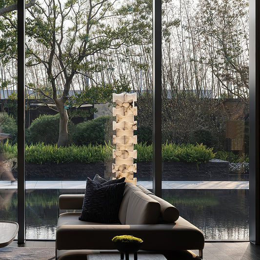 Luxury Stacked Alabaster Floor Lamp