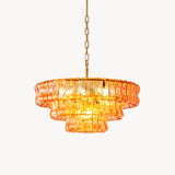MUSCHIO Tiered Rippled Glass Chandelier