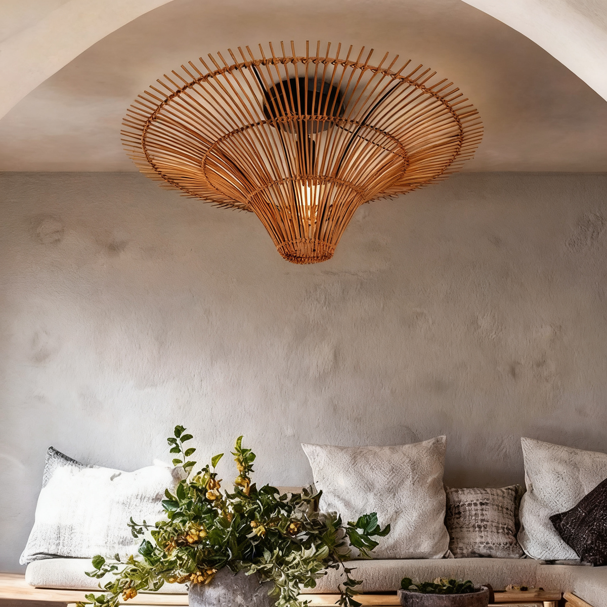 Modern Large Rattan Pendant Light – Woven Ceiling Lampshade