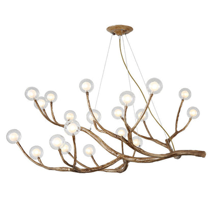 Organic Branch Chandelier - Modern Tree Branch Light with Glass Globes