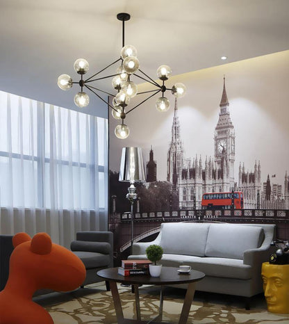 PERLAGE Glass Globe Cluster Chandelier