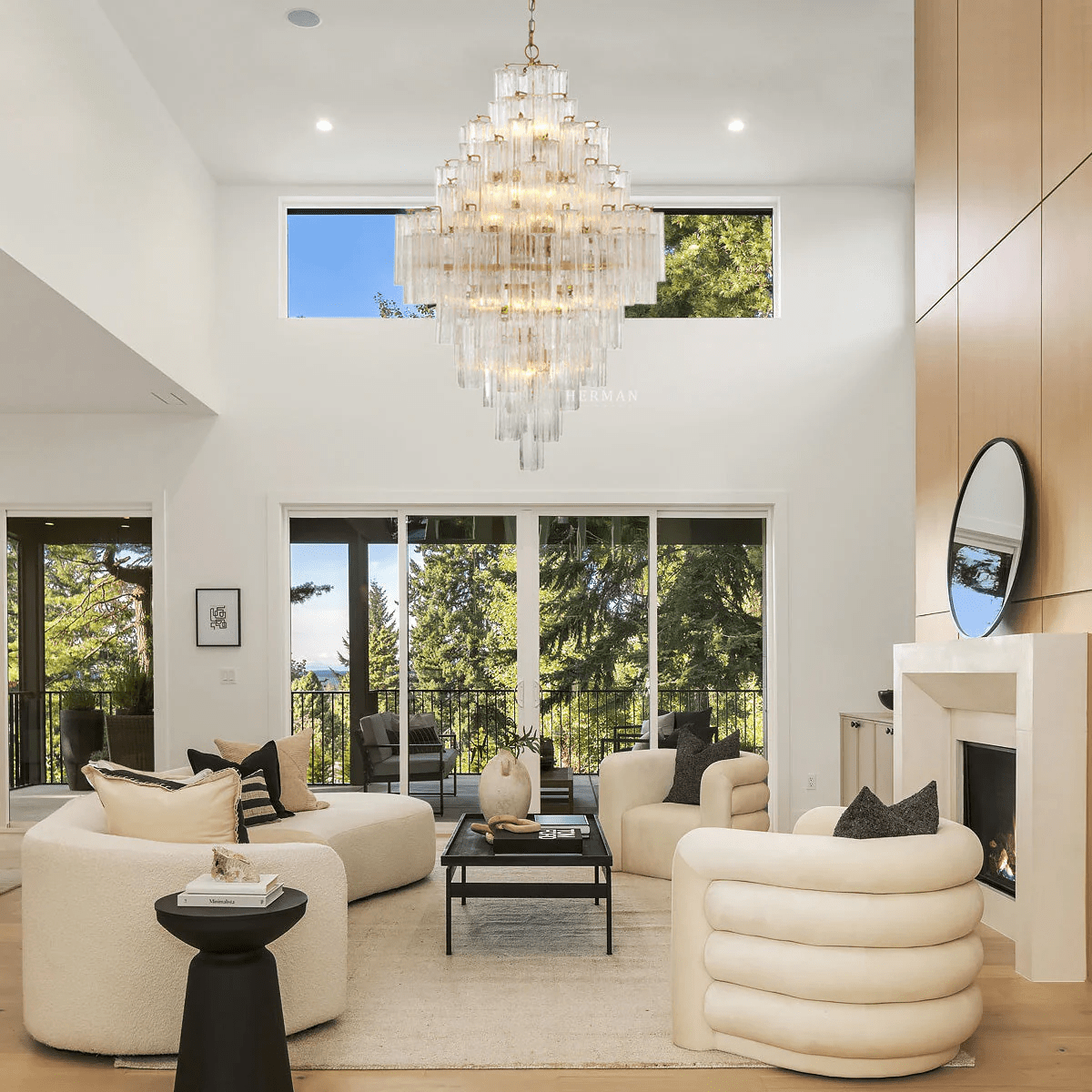 GEMMA Tall Glass Tube Chandelier