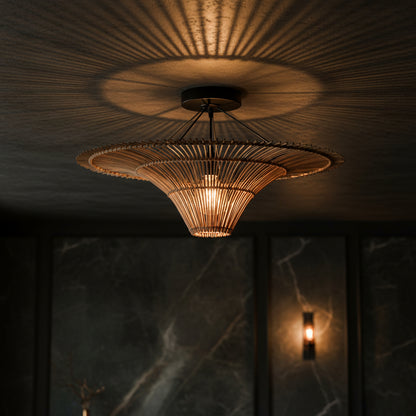 Modern Large Rattan Pendant Light – Woven Ceiling Lampshade