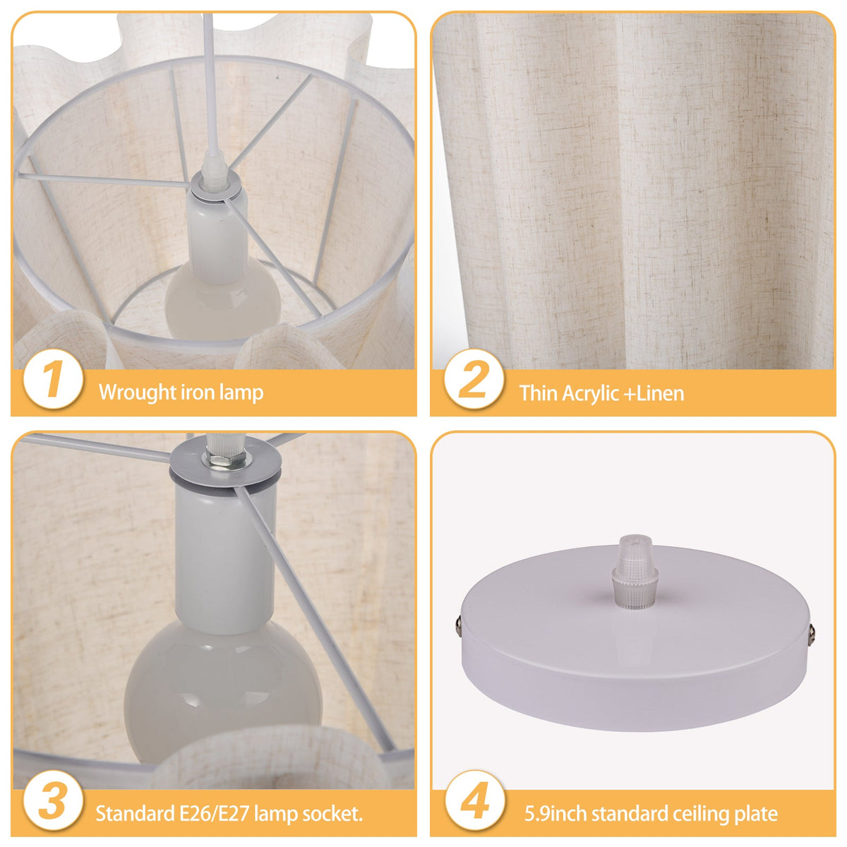 Modern Wavy Linen Drum Pendant Light - Nordic Ruffled Fabric Chandelier