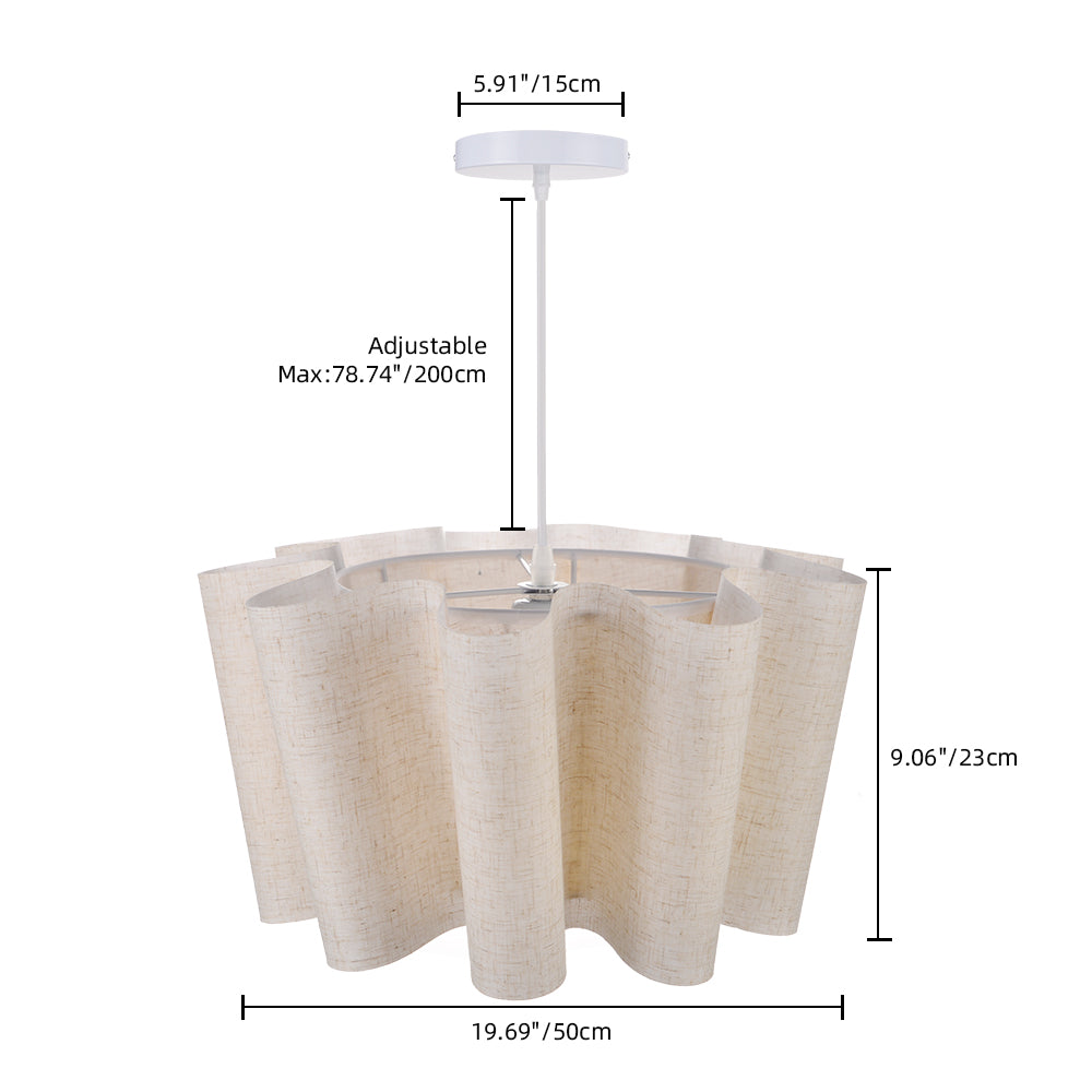 Modern Wavy Linen Drum Pendant Light - Nordic Ruffled Fabric Chandelier