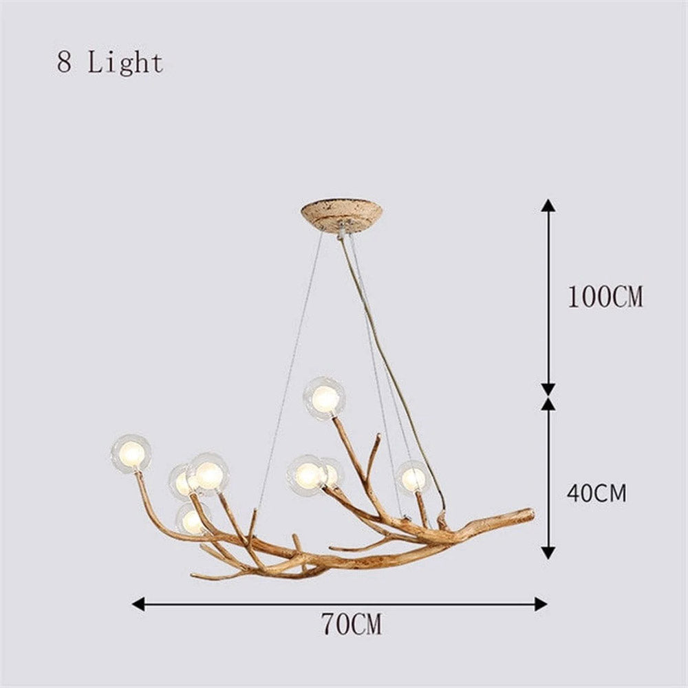 Organic Branch Chandelier - Modern Tree Branch Light with Glass Globes