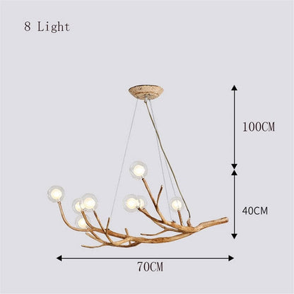 Organic Branch Chandelier - Modern Tree Branch Light with Glass Globes