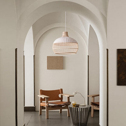 Handwoven Rattan Pendant Light for Kitchen Island – Boho Ceiling Lamp