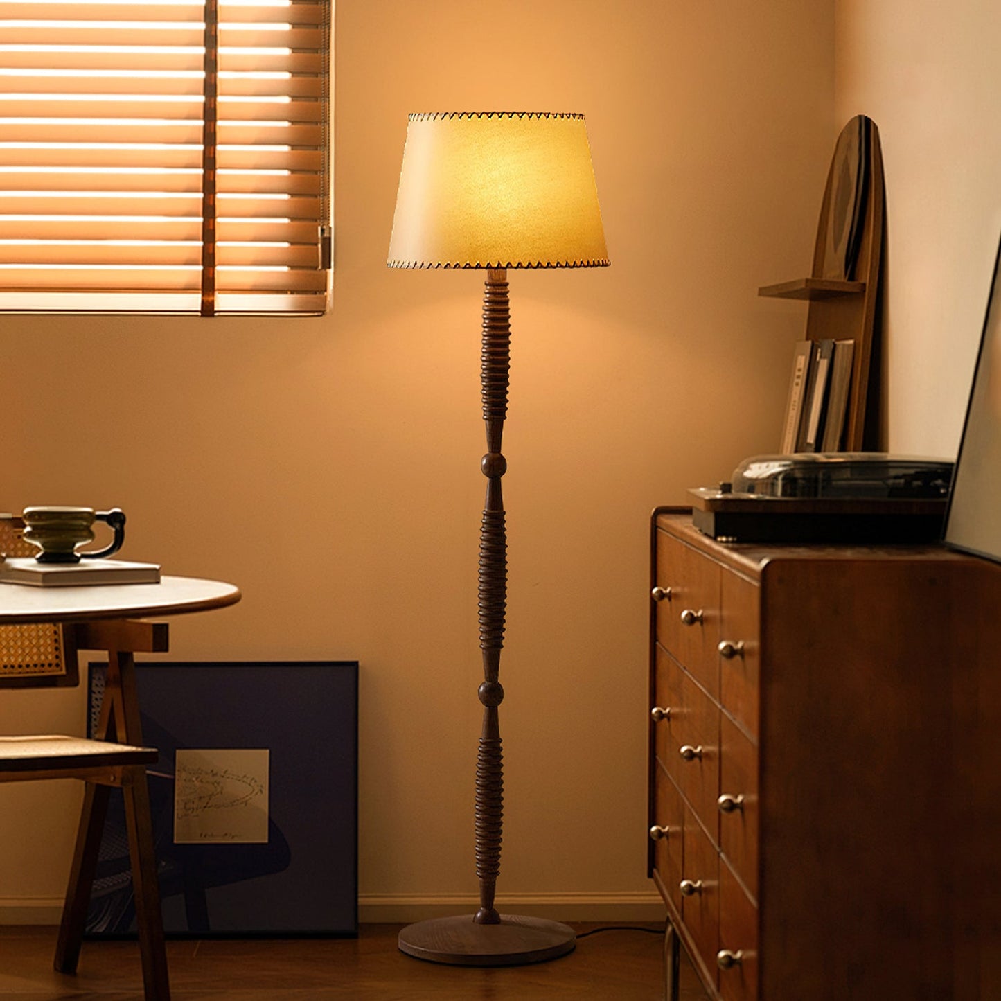Handcrafted Walnut Floor Lamp
