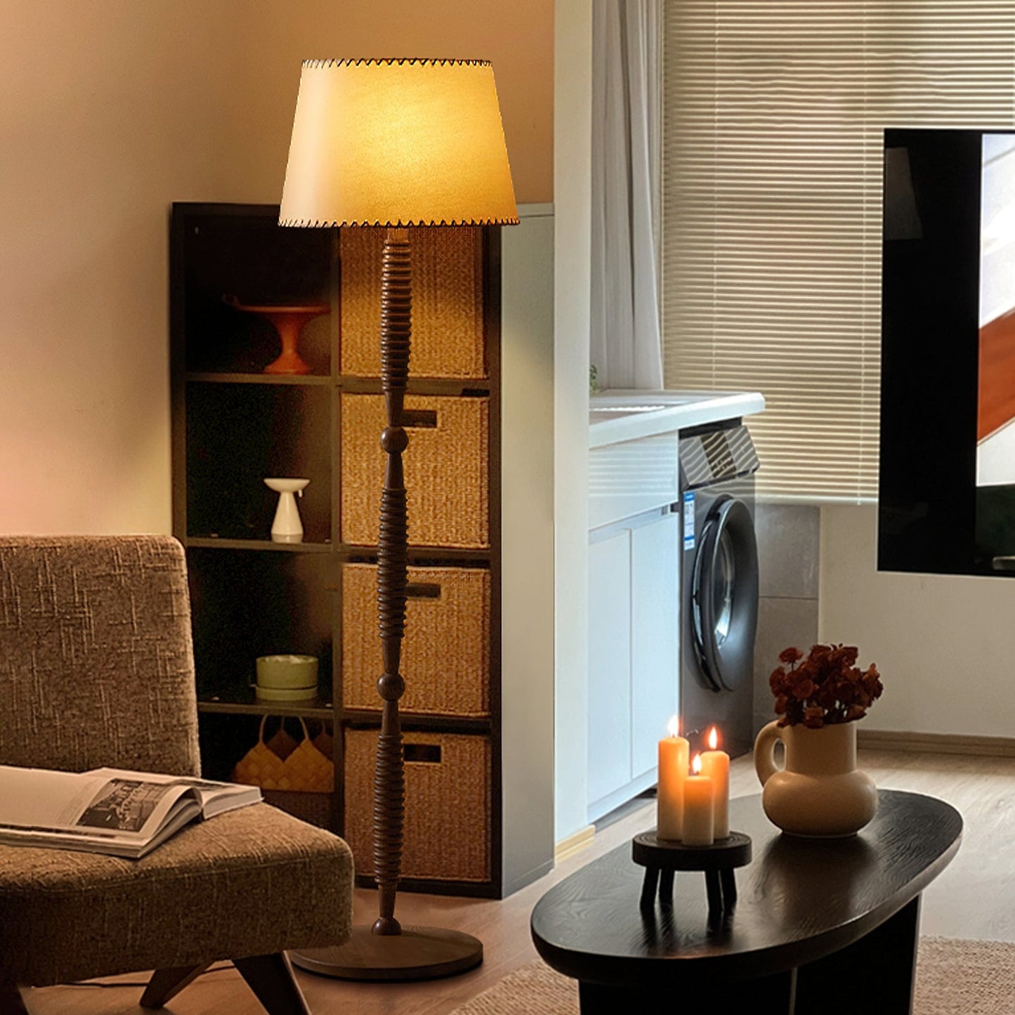 Handcrafted Walnut Floor Lamp