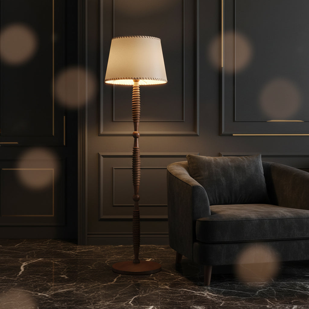 Handcrafted Walnut Floor Lamp
