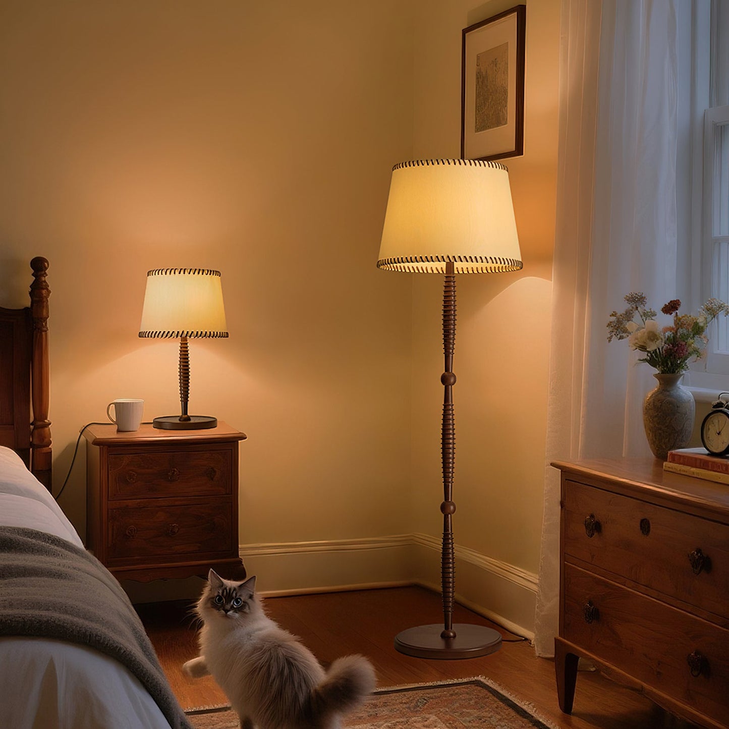 Handcrafted Walnut Floor Lamp