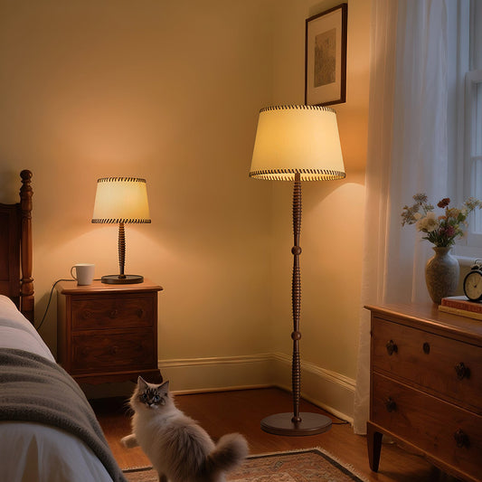 Handcrafted Walnut Floor Lamp