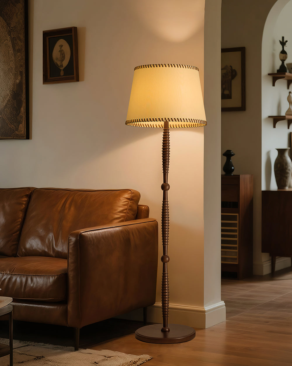 Handcrafted Walnut Floor Lamp