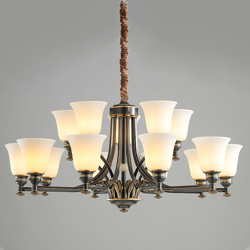 NOTTURNO Black & Frosted Glass Chandelier