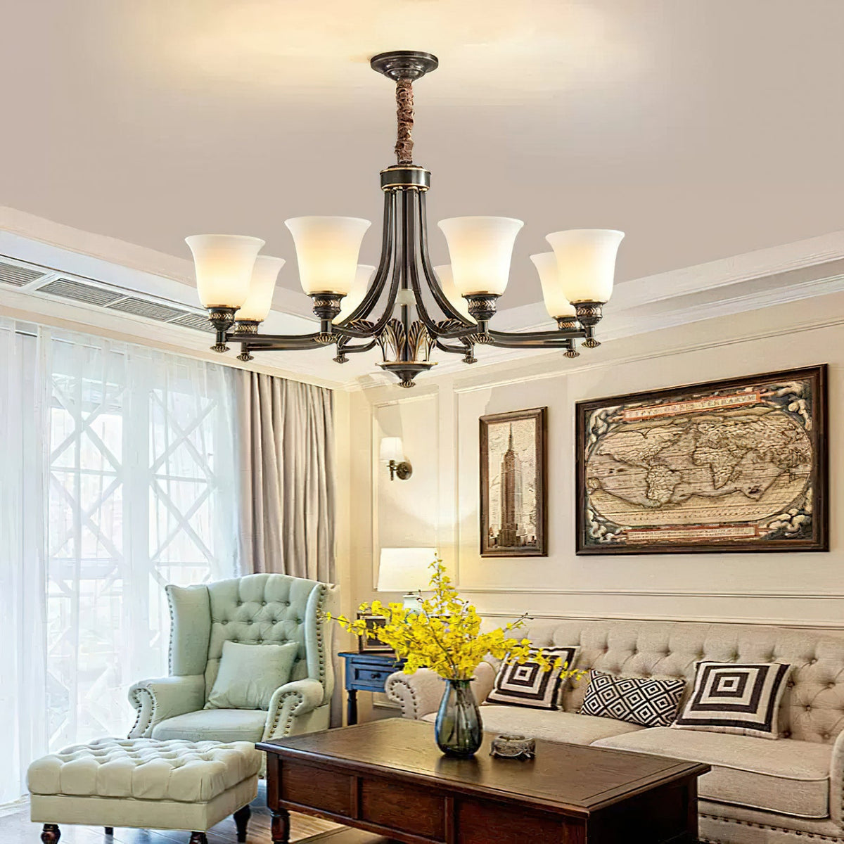 NOTTURNO Black & Frosted Glass Chandelier