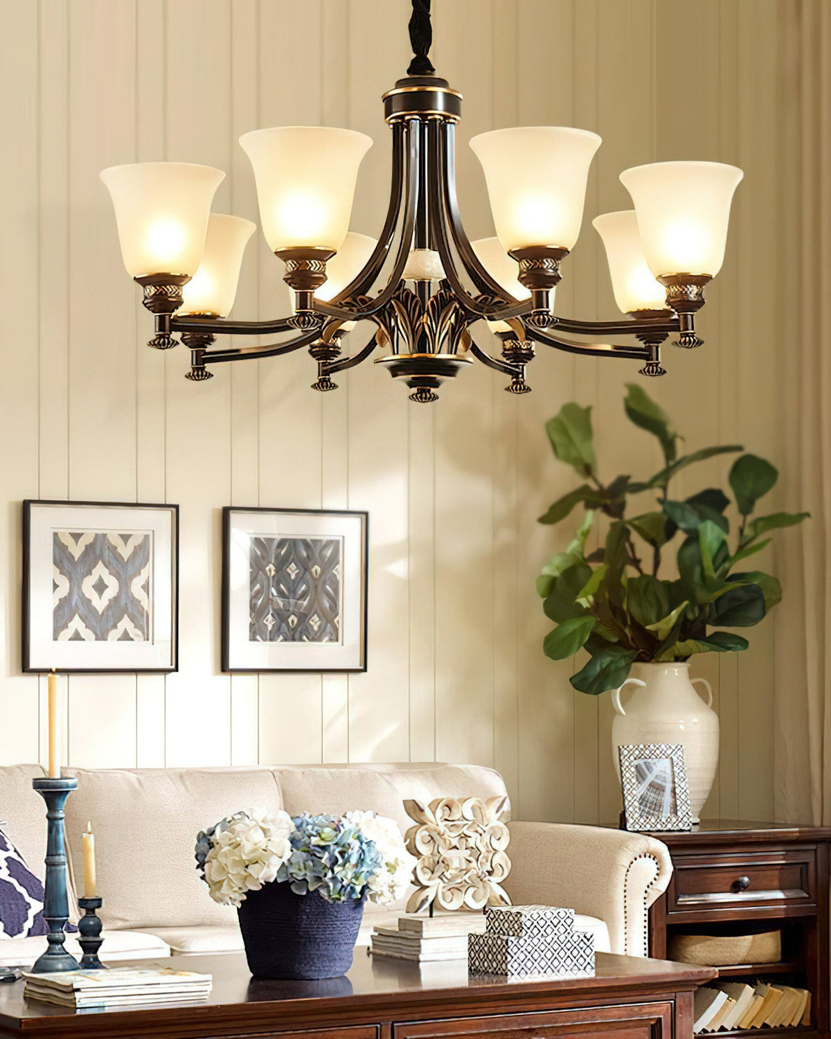 NOTTURNO Black & Frosted Glass Chandelier