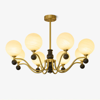 SFERA Walnut & Glass Globe Chandelier